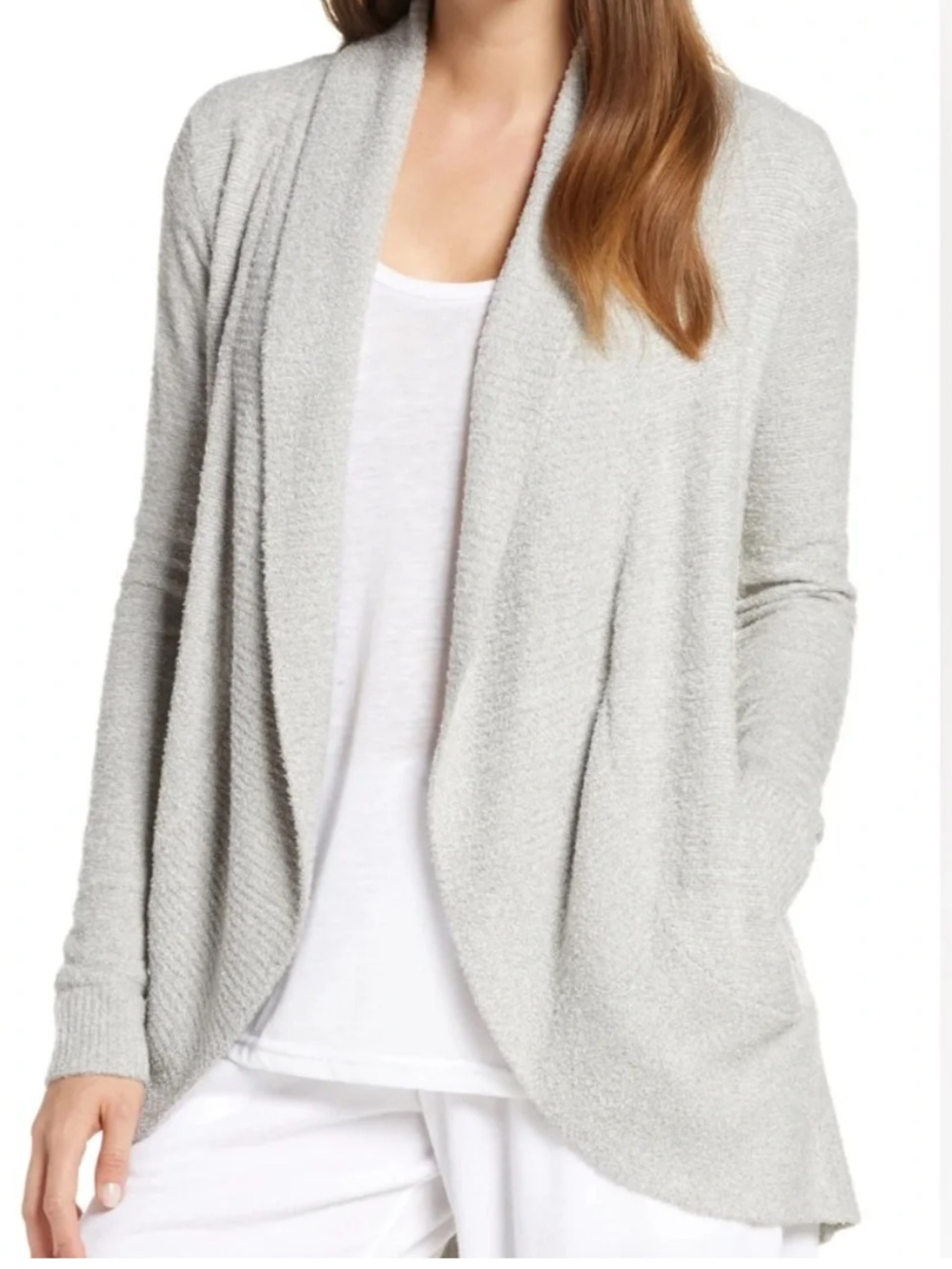 Barefoot Dreams Women's Open-Front Cardigan - Light Gray L/XL